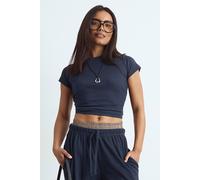 Boohoo Basic Rib Short Sleeve Fitted Top In Navy navy 16