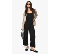 Boohoo Basic Rib Strappy Culotte Jumpsuit In Black black 10