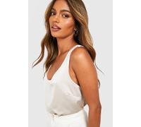 Boohoo Basic Satin Scoop Neck Cami In Oyster oyster 12