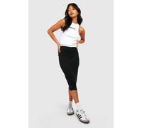 Boohoo Basic Solid Black High Waisted Midi Skirt black 8