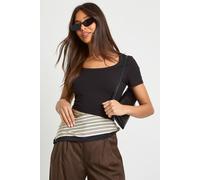 Boohoo Basic Square Neck Short Sleeve Top In Black black 14