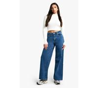 Boohoo Basics 30 Inch Leg Baggy Boyfriend Jeans In Mid Blue mid blue 16