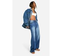 Boohoo Basics 32 Inch Leg High Waisted Super Wide Leg Jeans In Mid Blue mid blue 6