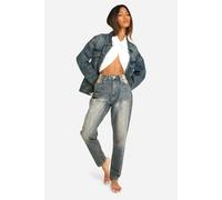 Boohoo Basics 32 Inch Leg Sand Blast High Waisted Mom Jeans In Vintage Wash vintage wash 10