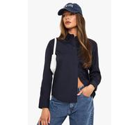 boohoo Women's Basics Cotton Shirt in Navy | Size: 12