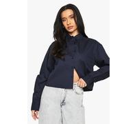 boohoo Women's Basics Cropped Shirt in Navy | Size: 10