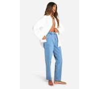 Boohoo Basics High Rise Mom Jeans In Light Blue light blue 6