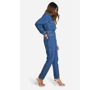 Boohoo Basics High Waisted Slim Fit Jeans In Washed Indigo washed indigo 8