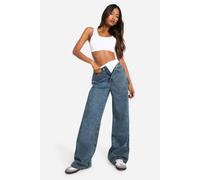 Boohoo Basics High Waisted Wide Leg Jeans In Vintage Wash vintage wash 8/32L