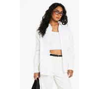 Boohoo Basics Oversized Cotton Poplin Shirt In White white 10