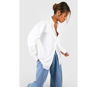 Boohoo Basics Oversized Cotton Poplin Shirt In White white 14