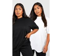 Boohoo Basics Plus 2 Pack Oversized T-Shirt In Black/white Black/White 16