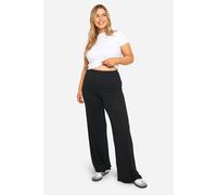 Boohoo Basics Plus Basic Jersey Wide Leg Trousers In Black black 18