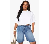 Boohoo Basics Plus Boxy Crop T-Shirt In White white 24
