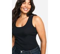 Boohoo Basics Plus Ribbed Wide Strap Full Length Vest In Black black 16