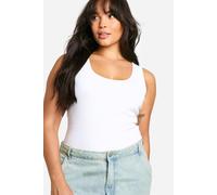 Boohoo Basics Plus Ribbed Wide Strap Full Length Vest In White white