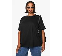 Boohoo Basics Plus Super Oversized Crew Neck Basic Cotton T-Shirt In Black black 22