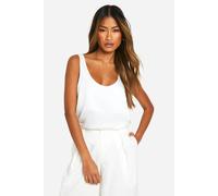Boohoo Basics Satin Scoop Neck Cami In Ivory ivory 16