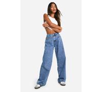 Boohoo Basics Wide Leg Jeans In Acid Wash Dark Blue acid wash dark blue 12/30L