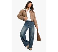 Boohoo Basics Wide Leg Jeans In Mid Blue mid blue 14/32L