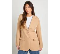 boohoo Women's Basics Woven Single Breasted Fitted Blazer in Camel | Size: 16