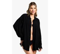 Boohoo Beachwear Essentials Oversized Shirt In Black black M