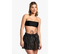 Boohoo Beachwear Essentials Striped Shorts In Black black S