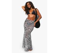 Boohoo Beachwear Essentials Zebra Print Maxi Skirt In Mono mono M