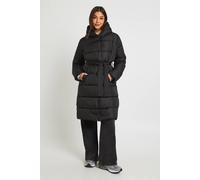 Boohoo Belted Longline Puffer Jacket In Black black 10