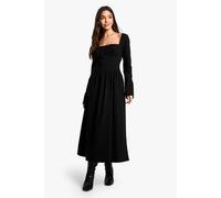 Boohoo Bengaline Corset Skater Midaxi Dress In Black black 18