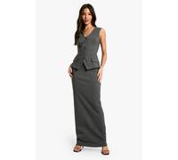 Boohoo Bengaline Plunge Waistcoat Maxi Dress In Charcoal charcoal 10