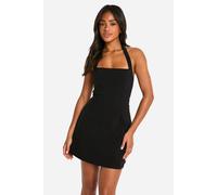 Boohoo Bengaline Square Neck Skater Dress In Black black 12