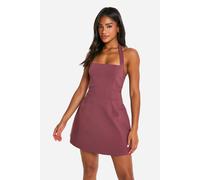 Boohoo Bengaline Square Neck Skater Dress In Mauve mauve 18