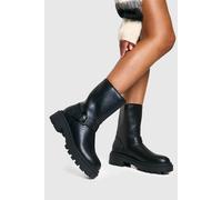 Boohoo Biker Buckle Detail Chunky Ankle Boot In Black black 7