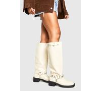 Boohoo Biker Harness Boot In Cream cream 5