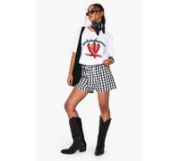 Boohoo Black Seersucker Gingham Drawstring Waist Shorts black 6