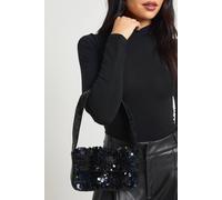 Boohoo Black Sequin Shoulder Bag black One Size