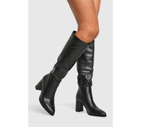 Boohoo Block Heel Knee High Boots In Black black 7