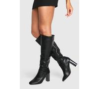 Boohoo Block Heel Knee High Boots In Black black 8