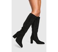 Boohoo Block Heel Knee High Boots In Black black 8