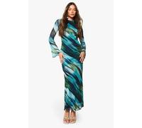 Boohoo Blur Print Scoop Back Maxi Dress In Green green 12