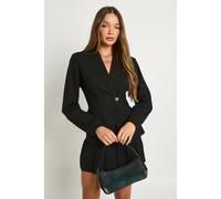 Boohoo Boucle Cinched Waist Blazer In Black black 10