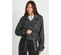 Boohoo Boucle Cropped Wool Look Jacket In Grey grey 14