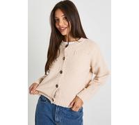 Boohoo Boucle Knitted Button Front Pocket Detail Cardigan In Stone stone XL
