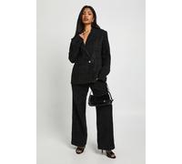 Boohoo Boucle Wide Leg Trousers In Black black 14