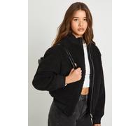Boohoo Boucle Wool Look Jacket In Black black