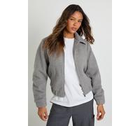 Boohoo Boucle Wool Look Trucker Jacket In Grey grey