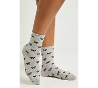Boohoo Bow Print Frill Socks In Grey grey One Size
