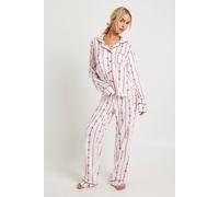 Boohoo Bow Print Long Sleeve Shirt & Trousers 3 Piece Pyjama Set In White white 12