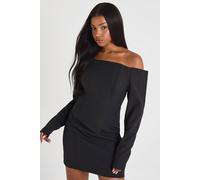 Boohoo Boxy Bandeau Long Sleeve Tailored Mini Dress In Black black 14